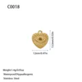 Gold heart pendant with eye design, waterproof stainless steel for DIY jewelry making - Evil Eye Heart (C0018) / Gold