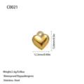 Gold-plated stainless steel heart charm pendant for DIY jewelry making, 12.5mm size. - Large Heart Pendant / Gold (C0021)