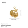 Goldener Edelstahl Seestern und Muschel Anhänger für die DIY Schmuckherstellung - Seestern Muschel Kombi (C0107) / 29.5x22mm / Gold