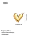 Gold-plated heart pendant in stainless steel with dimension markings - Nested Double Heart Style (C0003) / Gold