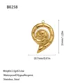 Goldener spiralförmiger Muschelanhänger aus Edelstahl für DIY-Schmuckzubehör - Strass-Schraubenschnecken-Stil (B0258) / 31x20.7mm / Gold