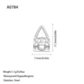 Detailweergave van roestvrijstalen handtas hanger met afmetingen en gegevens - Handtas Stijl (A0784) / Staalkleur