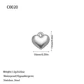 Stainless steel heart pendant charm for DIY jewelry making with size and weight specs - Small Heart Pendant / Steel Color (C0020)