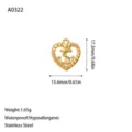 Detail view of gold heart anchor charm showing dimensions 15.6x17.3mm and 1.65g weight - Heart Anchor Style (A0322 Gold) / Gold