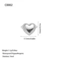 Stainless steel heart pendant connector for DIY jewelry making with dimensions - Double Loop Matte Heart (C0002) / Steel