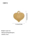 Gold textured heart-shaped stainless steel pendant charm for DIY jewelry making 15mm - Grid Texture Heart Style (C0015) / Gold