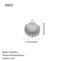Detaillierte Angaben für einen wasserfesten, allergikerfreundlichen Muschelanhänger. - Muschel-Stil (A0022) / 18.5x16.3mm / Stahlfarben