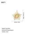 Medidas detalladas y especificaciones de peso para este dije de sol de acero inoxidable. - Estilo de Rayo de Sol (B0071) / Dorado