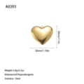 Dettaglio del ciondolo a cuore dorato con dimensioni 30mm x 28mm e peso di 5,8g - Stile Cuore Liscio (A0393) / Oro