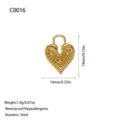 Gold-plated stainless steel heart charm pendant for handmade DIY jewelry accessories - Particle Texture Heart Style (C0016) / Gold