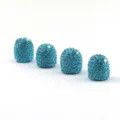 Close-up view of shiny blue rhinestone tire valve caps featuring sparkling crystal details. - Lake Blue *4