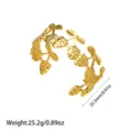 Nahaufnahme des 18K vergoldeten Titanstahl-Armbands mit Blattmuster und Maßen. - Hohlblatt-Design (YY309) / Gold