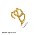 Texturiertes offenes Armband, 18 Karat vergoldeter Edelstahl, 36 mm Breite, 20 g Gewicht - Schuppen-Wellenstruktur Stil (YY291) / Gold