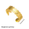 Detailansicht des Blattarmbands aus Titanstahl mit Maßangaben und Gewichtsinformationen. - Blattader-Form (YY310) / Gold