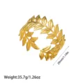 Detailansicht des goldenen Blattarmbands aus Titanstahl mit Maßen und Gewichtsangaben - Blattform-Stil (YY312) / Gold