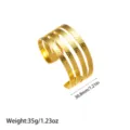 Detailansicht der gehämmerte 18K vergoldete Titanstahl Manschette mit Maßangaben - Vierschichtig Gehämmert (YY320) / Gold
