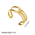 Detailansicht der 18K vergoldeten Titanstahl-Manschette mit Breite und Gewicht - Doppelschleifen-Twist (YY319) / Gold