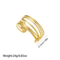 Detailansicht eines 18K vergoldeten Edelstahl-Armreifs mit Maßen und strukturierter Optik - Feiner Ring Gehämmert (YY321) / Gold