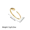 Detailansicht des 18K vergoldeten Edelstahlarmbands mit Größenangaben und Gewicht - Löffelförmiges Offenes Design (YY343) / Gold