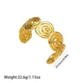 Detalle de la pulsera de espiral bañada en oro de 18K con peso y dimensiones exactas - Brazalete abierto en espiral plana (YY13)