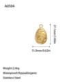 Detailed dimensions of a gold-plated stainless steel water drop pendant accessory. - Teardrop Spiral Pattern Pendant (A0504) / Gold