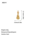 Gold plated stainless steel guitar charm pendant for DIY necklaces and bracelets - Guitar Shape Pendant (A0614) / Steel