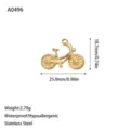 Vintage style 18K gold plated bicycle charm in stainless steel for DIY jewelry making - 3D Stereo Bicycle Pendant (A0496) / Gold