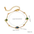 Elegante pulsera de acero de titanio dorado con corazones verdes y circonitas azules - Estilo de Circonia Azul Verde Corazón (70248) / Dorado