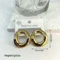 Detailed view showing gold geometric earrings dimensions and weight specifications - Irregular Geometric Ring Style (ES849)