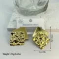 Modern textured gold geometric stainless steel square earrings for fashion style - Double-Layer Hammered Geometric Square (ES860)