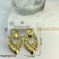 Vintage golden geometric striped stainless steel earrings with measurements - Vintage Geometric Fan Combination (ES866)