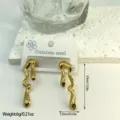 Elegant geometric gold-plated stainless steel wavy earrings for modern fashion enthusiasts. - Fluid Wave Geometric Shape (ES868)