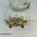 Elegant gold-tone textured stainless steel flower stud earrings with detailed petal patterns - Wave Textured Five-Petal Flower (ES870)