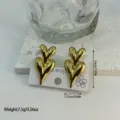 Elegant gold plated stainless steel double heart stud earrings in minimalist style - Streamlined Double Heart (ES874)