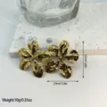 Geometric gold flower earrings, stainless steel textured studs, 1.26 inch drop length - Hammered Striped Large Flower (ES878)