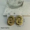 Gold-plated stainless steel geometric striped earrings with spiral texture design - Geometric Spiral Stripes (ES880)
