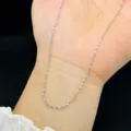 Detailed view of silver titanium steel fine chain necklace texture - Silver Necklace (86452) / Silver