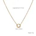 Vista dettagliata della collana placcata oro 18K con ciondolo in zircone e misure - Stile Circolare a Semicerchio Intarsiato (81788) / Oro