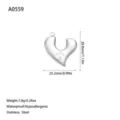 Specifiche dettagliate del ciondolo a cuore in acciaio inossidabile con incisione - Stile a Croce (A0559) / Colore acciaio