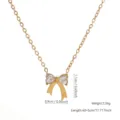 Gold plated necklace with heart shaped crystal bow pendant and size specifications - Bow Knot (81774) / 1 Piece/Pack