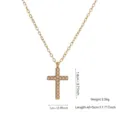 Elegant gold-plated rhinestone cross pendant necklace with dimensions and weight - Cross (81781) / 1 Piece/Pack