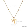 18K gold plated stainless steel necklace featuring a bow pendant with zircon, 3.28g. - Bowknot Inlaid Style (81633) / Gold