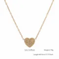 Elegant gold-plated heart pendant necklace encrusted with shimmering rhinestones for women - Rhinestone Heart (81408) / 1 Piece/Pack