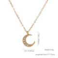 Gold-plated crescent moon necklace with sparkling rhinestones for women - Moon (81736) / 1 Piece/Pack