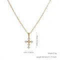 Gold cross pendant necklace with white crystals and detailed size specifications - Rhombus Cross (81777) / 1 Piece/Pack
