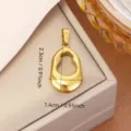 Golden polished titanium steel organic teardrop pendant charm for DIY jewelry making - Irregular Hollow (0143) / 2.3x1.4cm
