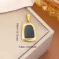 Pendente DIY in acciaio inossidabile dorato con pietra nera, dimensioni di 1,8x1,3 cm - Stile Scudo Pietra Nera (0101)
