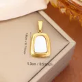 Gold stainless steel pendant charm accessory with dimensions, 1.3cm by 1.8cm size. - Rounded Rectangle White Center Style (0102)