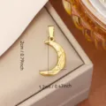 Golden titanium steel crescent moon pendant with hammered texture for necklace DIY - 2.0x1.2cm