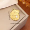 Golden stainless steel shell pendant with rhinestone, DIY jewelry accessory, 2cm x 1.5cm - Conch Rhinestone Style (0103)